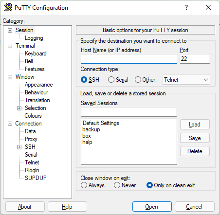 Putty interface